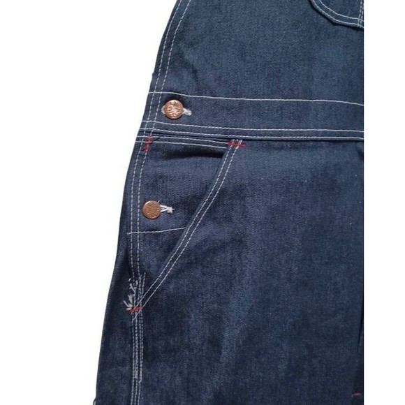 Big Mac 42x34 Dark Wash Bib Overalls Mens Carpenter Utility Blue Jeans Vtg NOS - Picture 5 of 16